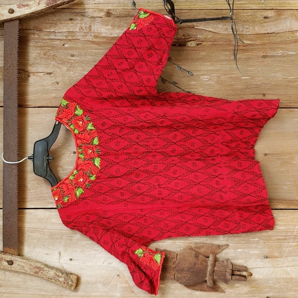 Tenangos / Mola Vintage Mexican Top - Picture 2 of 6